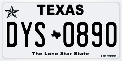 TX license plate DYS0890