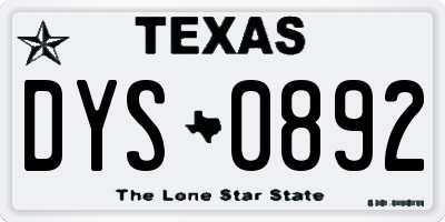 TX license plate DYS0892