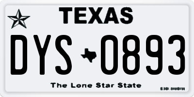 TX license plate DYS0893