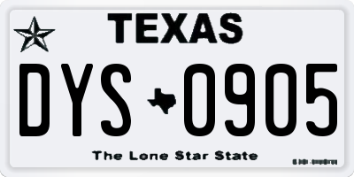TX license plate DYS0905