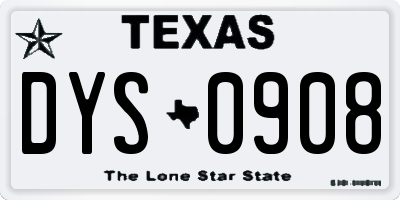 TX license plate DYS0908