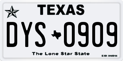 TX license plate DYS0909