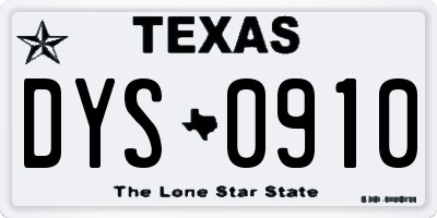 TX license plate DYS0910