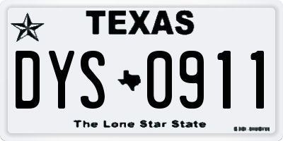 TX license plate DYS0911