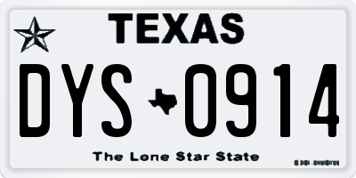 TX license plate DYS0914