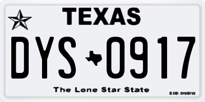 TX license plate DYS0917