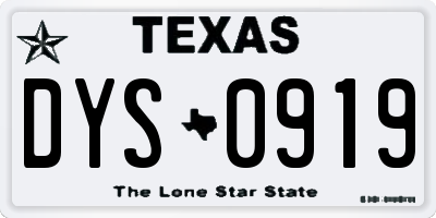 TX license plate DYS0919