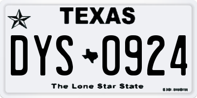 TX license plate DYS0924