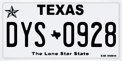 TX license plate DYS0928