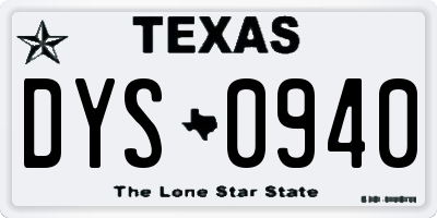 TX license plate DYS0940