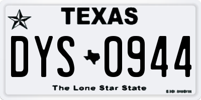 TX license plate DYS0944