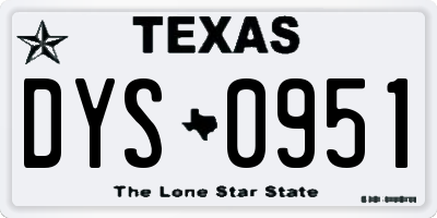 TX license plate DYS0951