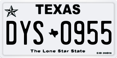TX license plate DYS0955