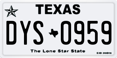 TX license plate DYS0959