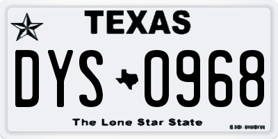 TX license plate DYS0968