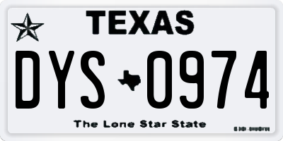 TX license plate DYS0974