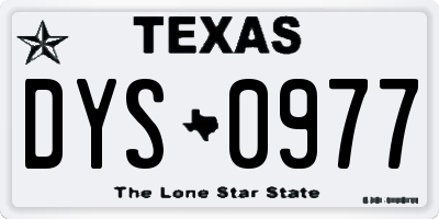 TX license plate DYS0977