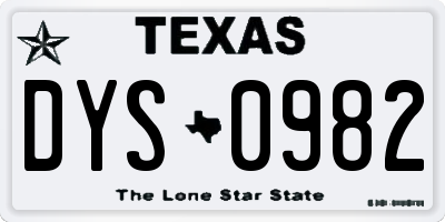 TX license plate DYS0982