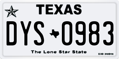TX license plate DYS0983