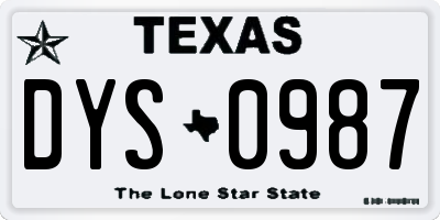 TX license plate DYS0987