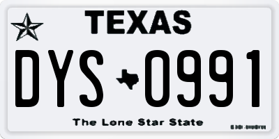 TX license plate DYS0991