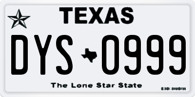 TX license plate DYS0999