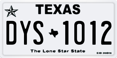 TX license plate DYS1012