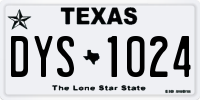 TX license plate DYS1024