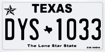 TX license plate DYS1033