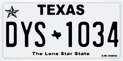 TX license plate DYS1034