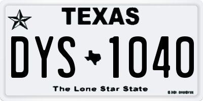 TX license plate DYS1040