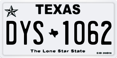 TX license plate DYS1062