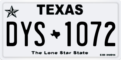 TX license plate DYS1072