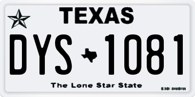 TX license plate DYS1081