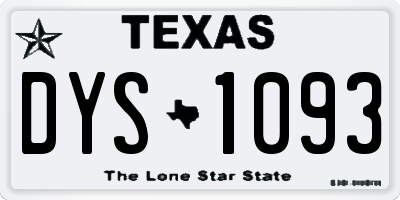 TX license plate DYS1093