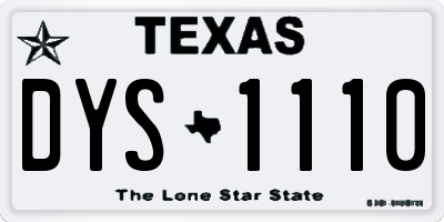 TX license plate DYS1110