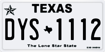 TX license plate DYS1112