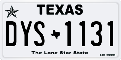 TX license plate DYS1131