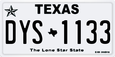 TX license plate DYS1133