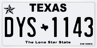TX license plate DYS1143