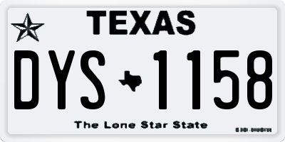 TX license plate DYS1158