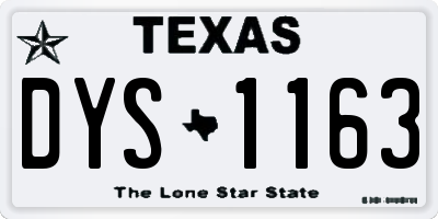 TX license plate DYS1163