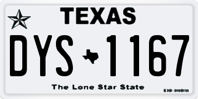 TX license plate DYS1167