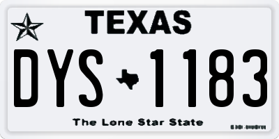 TX license plate DYS1183