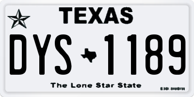 TX license plate DYS1189