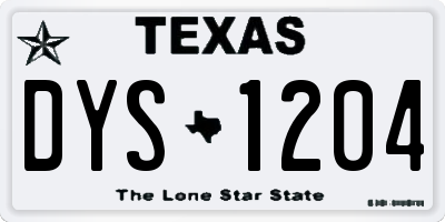 TX license plate DYS1204