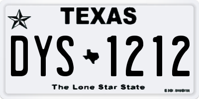 TX license plate DYS1212