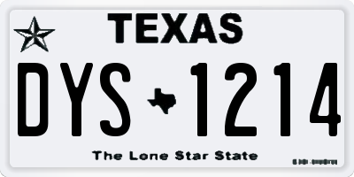 TX license plate DYS1214
