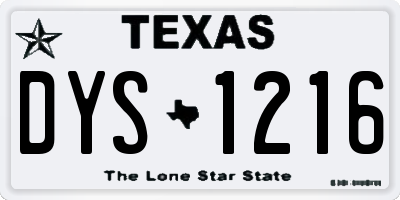 TX license plate DYS1216