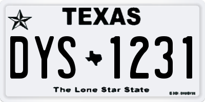 TX license plate DYS1231
